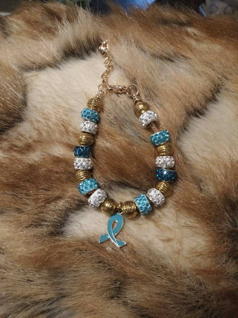 Gold and Teal Awareness Bracelet