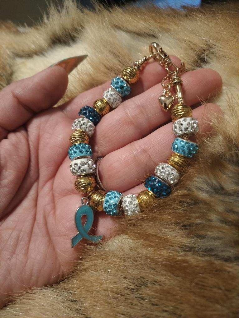 Gold and Teal Awareness Bracelet